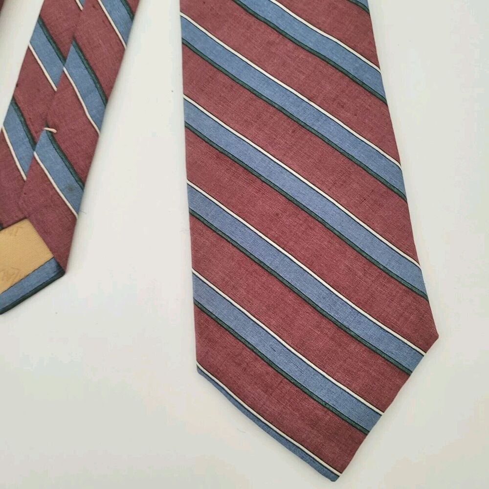 Yves Saint Laurent YSL Men's Neck Tie Necktie Silk Stripped Red Blue